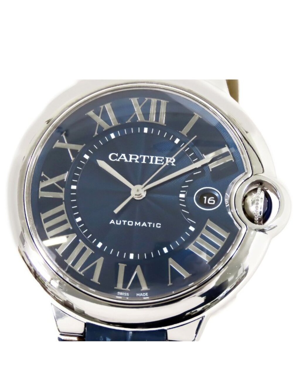 Cartier Ballon Bleu de Cartier Blue SS Leather 42 Watch Automatic